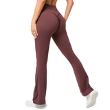 Toloer Legs Tight Naked Feeling Lift Hip Yoga Bell Bottom Pants Dance High Waist Micro La Fitness Sports Pants 9190-Outfit
