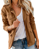 Women Zipper Jacket Autumn Female Outerwear Long Sleeve Casual Streetwear Coat Windbreaker Anorak Stand Collar Military