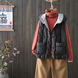 Autumn And Winter Light Down Vest Women Fashion Short Hooded Down Jacket Clip Show Thin Warm Coat Tide-Outfit