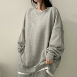 Solid Color Oversized Sweatshirt-Outfit