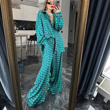 Toloer Spring / Summer 2024 Women's Wear With A Long-Sleeved Shirt Wide Leg Pants Letter Print Suit-Outfit