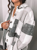 The Ins Autumn Urban Leisure Long Sleeve Lapel Loose Female Shirt Plaid Wool Coat-Outfit