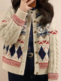 Knitted Design Buttoned Cardigan-Outfit