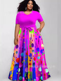 Size Casual Dress New Women's Dress With Fashion Printing And Color Impact Dress-Outfit