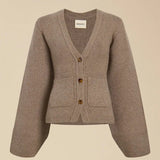 Autumn And Winter Pure Color V-Neck Single Buckle Knitted Cardigan Lazy Loose Comfortable