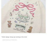 Aesthetic Rabbit Print Oversized Sweater-Outfit