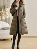 Over The Knee White Duck Down Down Jacket Female Long Winter 2024 New Fashion Waist Belt Show Thin Warm Coat Tide-Outfit
