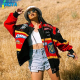 Jacket Women New Plus Size Casual Red Black Sport Letter Printing Oversized bomber jackets Bat Sleeve Thin Coat Outerwear