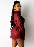 Formal Leather Blouse Dress with Matching