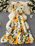 Dress Women's French Retro High-End Waist Dress Shows Lean Temperament, Swinging Vest And Long Dress-Outfit