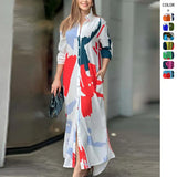 Autumn And Winter Women's New Fashion Casual Printing Loose Shirt Dress