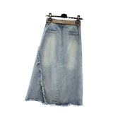 Toloer Autumn Dress New Show Thin Irregular A-Line Skirt Tall Waist Large Size Fat Mm Medium Long Denim Skirt Woman-Outfit