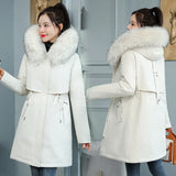 Add Velvet And Thick Pie To Overcome The Female 2024 Winter New Medium And Long Korean Version Of Ing Cotton Clothes Show Thin Cotton-Padded Clothes-Outfit