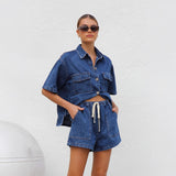 Vintage Casual Loose Shorts Denim Two-Sleeve Women's Spring And Summer