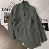 Toloer Spring And Autumn Outfit Fried Street Loose Leisure Versatile Autumn Suit Jacket Female Korean Black Suit Jacket-Outfit