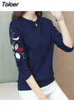 Slim Pullover Sweater Women 2023 Autumn Winter Floral Embroidery Knitted Jumper Female Knitwear Clothes Gray