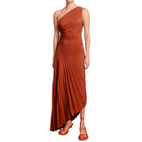 Women's New Fashion Pure Color Casual Temperament Shoulder Collar Folded Empty Dress Dress