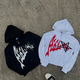 American men letter printed hooded sweatshirt Y2k autumn and winter high street street couple hooded loose jacket-Outfit