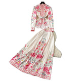 Dress Dress Woman 2025 New French Waist Bubble Sleeve Print Top High Waist Swing Long