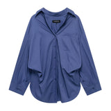 Printed Silk Shirt 2025 Spring And Summer Folding V-Neck Long Sleeve Single-Cranment Loose Top