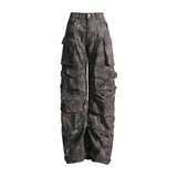 Toloer Design Street Style High-Waisted Wide-Leg Pants Spring 2024 New Fashion Tie-Dye Camouflage Multi-Pocket Cargo Pants-Outfit