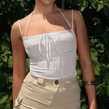 Desire White Sling Top Chest-Shaped Slim Lace Lace Belt Bare-Back Girl Vest 2024 New Fashion-Outfit