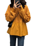Toloer 2023 New Korean Women's Wear Loose Show Thin Students Casual Jacket Solid Color Long-Sleeved T-Shirt Hoodie Women