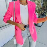 Toloer Spot 2024 Autumn / Winter New Female Fashion Temperament Solid Color Lapel Long Sleeve Small Suit Jacket-Outfit