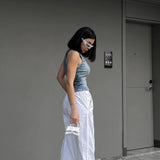 Asymmetrical Collar Retro Denim Breast Wrap Blouse