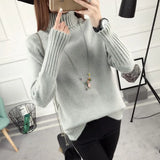 2020 autumn and winter new loose high neck pullover sweater women's long-sleeved versatile bottoming sweater plus