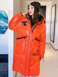 Winter Down Coat Women 2022 Long Parka Warm Winter Snow Jacket Casual Thick Hooded Black Puffer Jacket Bright