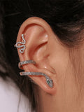 Rhinestone Snake Pattern Stud Earring-Outfit