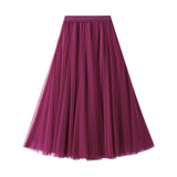 Long Yarn Skirt Half Dress Girl Autumn And Winter High Waist Long Net Yarn Skirt 100 Folding Skirt A Skirt Fairy Dress