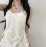 Tully lace side shirring layered bustier Blouse-Outfit
