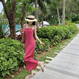 Toloer Pink Small Floral Slim Big Back Pleated Neck Sling