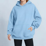Toloer Coat Women's New Fashion Pure Color Loose Casual Temperament Long-Sleeved Hooded Winter Hoodie