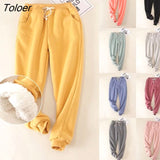 Winter Thicken Plush Sport Pants Women 2023 Drawstring Elastic Waist Harem Pants Woman 9 Color Casual Sweatpants