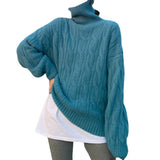 Collar Soft Waxy Head Sweater Female Qiu Dong New Loose Add Thick Knit Sweater Lazy Wind Bottom Shirt Female-Outfit
