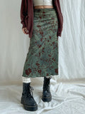 Retro Print High-Waisted Hips Half-Dress Hottie Lake Embankment Green Girl White Temperament