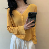 Toloer Sweater With Cardigan Shawl Loose Coat Female Autumn Korean Version Thin Sunscreen Shirt V-Neck Long Sleeve Jacket-Outfit