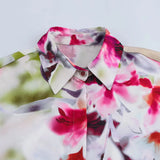 Floral Chiffon Shirt Long-Sleeved Top Woman 2025 New Retro Shirt Bow