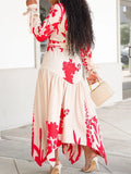 Women's Summer New Long-Sleeved Print Clip Irregularly Easier Grand African