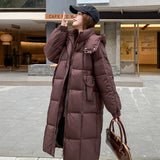 2024 New Winter Cotton-Padded Clothes Female Long Style Over The Knee Thick Loose Large Size College Wind Warm Coat-Outfit