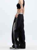 Toloer Bump Color Hip Hop Spring And Summer New Straight Tube Casual Pants Loose And Tie Sense Tie Belt Sweatpants Woman-Outfit