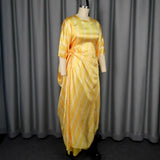 Casual Loose Round Collar Long Dresses Fashion High Waist Straight Pants Two-Piece
