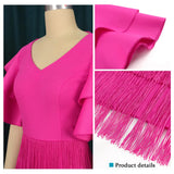 Collared Leaf Sleeve High-Waist Eso Party Suit Women's Dress