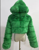 Fur Imitation Fox Stitching Hooded Long