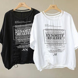 Stylish Letter Printed T-shirt Women's Clothing Loose Gauze Spliced Summer Thin Round Neck Korean Shirring