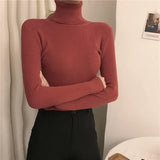 Turtleneck Pullovers Sweaters Women 2022 Autumn Winter Primer Shirt Long Sleeve Short Slim-fit tight Jumper Tops