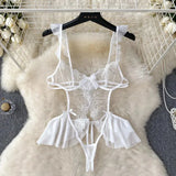 Sheer Lace Design Bodysuit Lingerie-Outfit